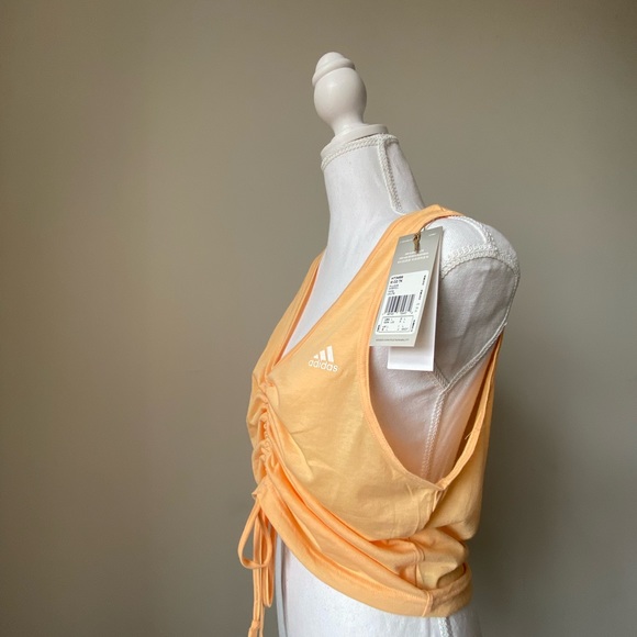 Adidas Yellow Ribbed Cropped Top - Picture 4 of 4